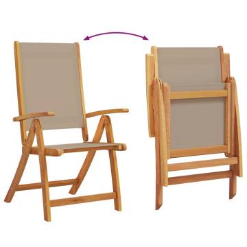  Folding Garden Chairs 2 pcs Solid Wood Acacia and Textilene