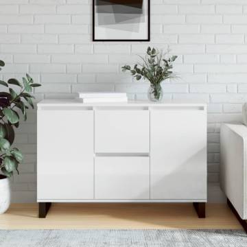  Sideboard High Gloss White 104x35x70 cm Engineered Wood