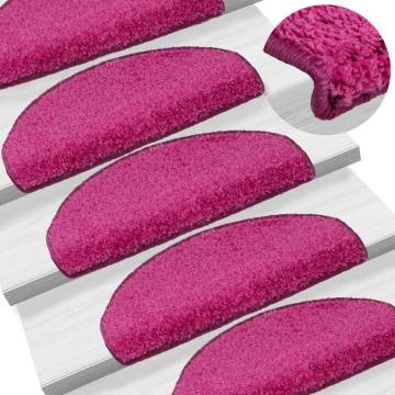  Carpet Stair Treads 15 pcs Pink 65x21x4 cm