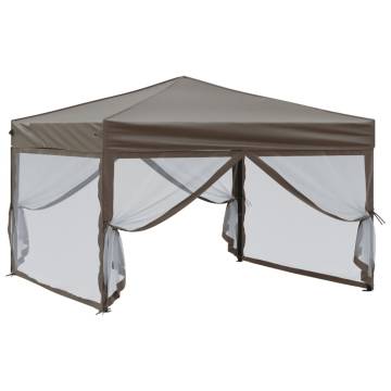  Folding Party Tent with Sidewalls Taupe 3x3 m