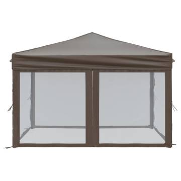  Folding Party Tent with Sidewalls Taupe 3x3 m