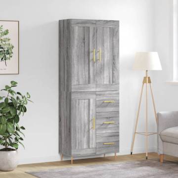  Highboard Grey Sonoma 69.5x34x180 cm Engineered Wood