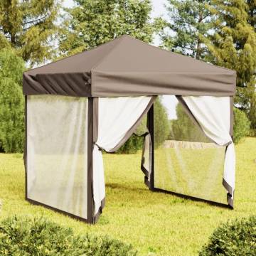  Folding Party Tent with Sidewalls Taupe 2x2 m