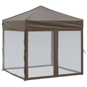  Folding Party Tent with Sidewalls Taupe 2x2 m