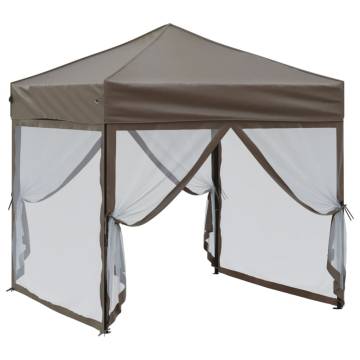  Folding Party Tent with Sidewalls Taupe 2x2 m