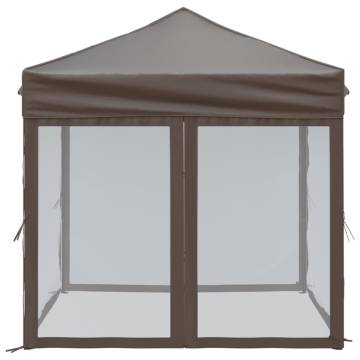  Folding Party Tent with Sidewalls Taupe 2x2 m