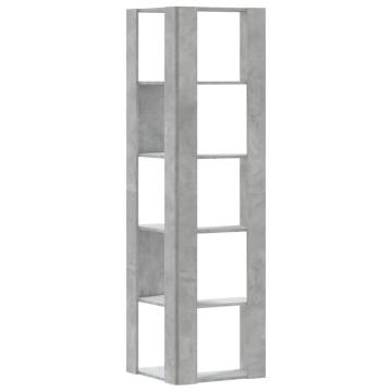  Corner Bookcase 5-Tier Concrete Grey 50x50x179 cm Engineered Wood