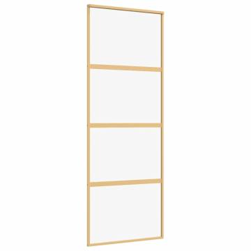 Sliding Door Gold 76x205 cm Clear ESG Glass and Aluminium