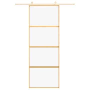 Sliding Door Gold 76x205 cm Clear ESG Glass and Aluminium