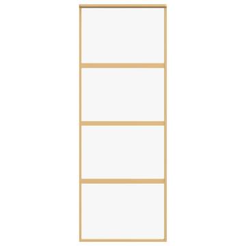 Sliding Door Gold 76x205 cm Clear ESG Glass and Aluminium