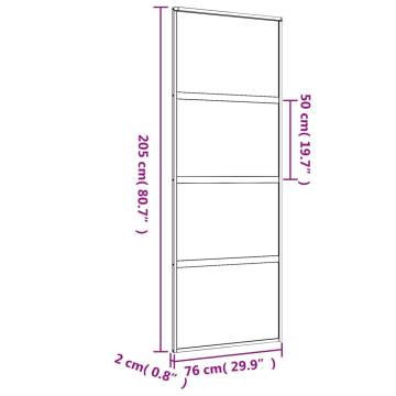 Sliding Door Gold 76x205 cm Clear ESG Glass and Aluminium