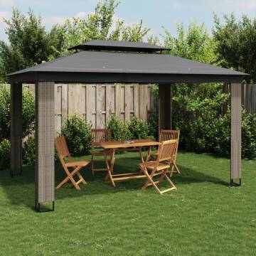  Gazebo with Double Roof Anthracite 3.94x2.96 m Steel