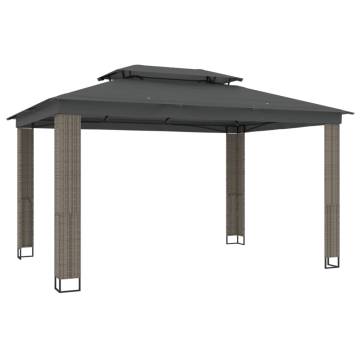  Gazebo with Double Roof Anthracite 3.94x2.96 m Steel