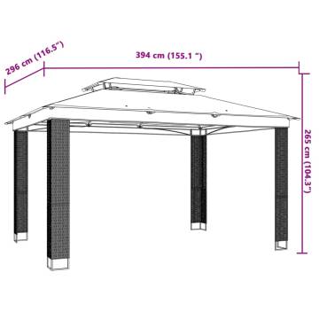  Gazebo with Double Roof Anthracite 3.94x2.96 m Steel