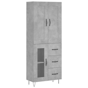  Highboard Concrete Grey 69.5x34x180 cm Engineered Wood