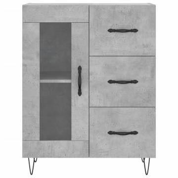  Highboard Concrete Grey 69.5x34x180 cm Engineered Wood