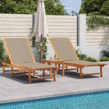  Sun Loungers 2 pcs Taupe Solid Wood Acacia and Textilene