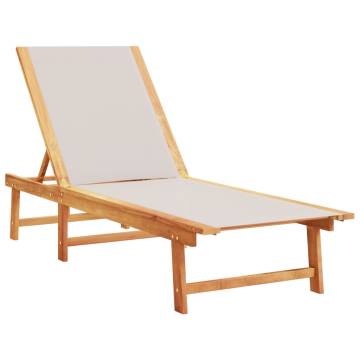  Sun Loungers 2 pcs with Table Grey Solid Wood Acacia and Textilene