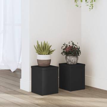  Plant Stands 2 pcs Black 15x15x20 cm Engineered Wood