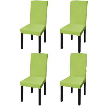 Straight Stretchable Chair Cover 4 pcs Green