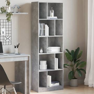  Bookcase Concrete Grey 57x28.5x174 cm Engineered Wood