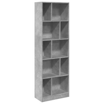  Bookcase Concrete Grey 57x28.5x174 cm Engineered Wood