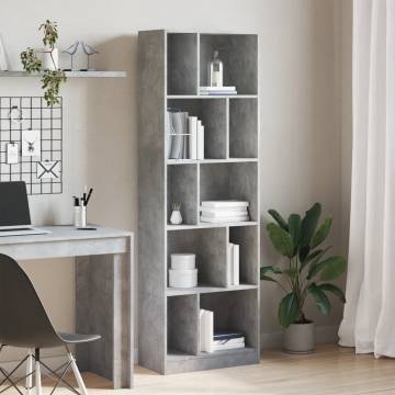  Bookcase Concrete Grey 57x28.5x174 cm Engineered Wood