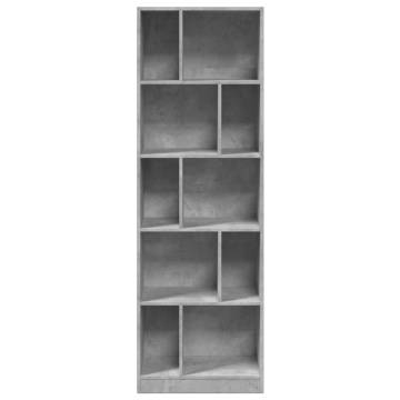  Bookcase Concrete Grey 57x28.5x174 cm Engineered Wood