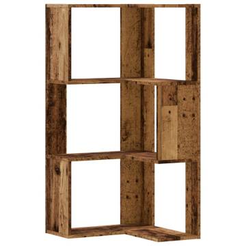  Corner Bookcase 3-Tier Old Wood 50x50x102 cm Engineered Wood