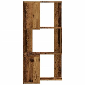  Corner Bookcase 3-Tier Old Wood 50x50x102 cm Engineered Wood