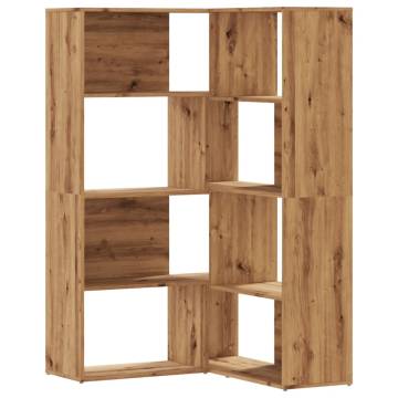  Corner Bookcase 4-Tier Artisian Oak 85x85x140 cm Engineered Wood