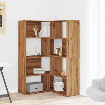  Corner Bookcase 4-Tier Artisian Oak 85x85x140 cm Engineered Wood