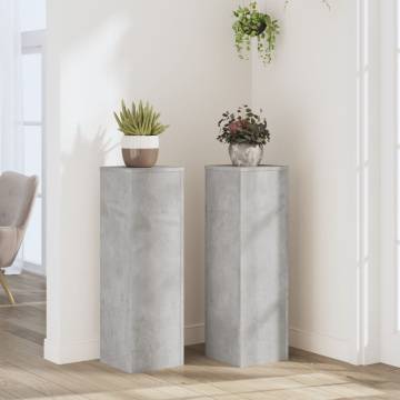  Plant Stand 2pcs Concrete Grey 25x25x80 cm Engineered Wood