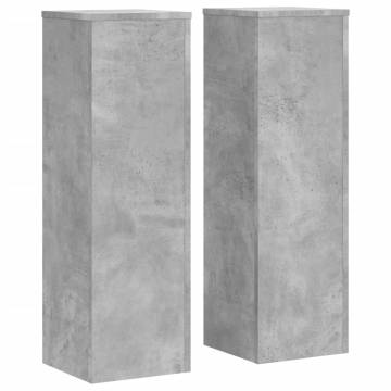  Plant Stand 2pcs Concrete Grey 25x25x80 cm Engineered Wood