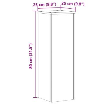  Plant Stand 2pcs Concrete Grey 25x25x80 cm Engineered Wood