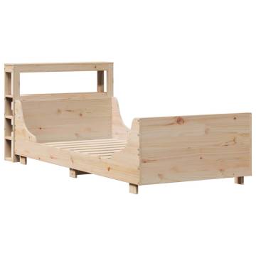  Bed Frame with Headboard 75x190 cm Small Single Solid Wood Pine