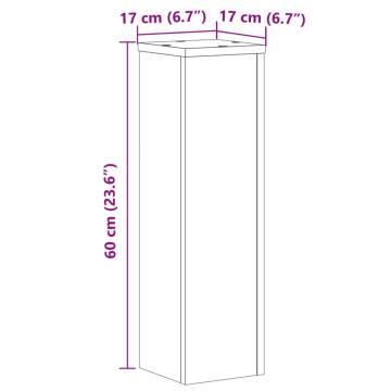  Plant Stand 2pcs Brown Oak 17x17x60 cm Engineered Wood