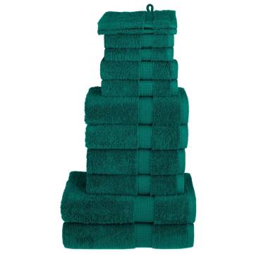  12 Piece Premium Towel Set SOLUND Green 600 gsm