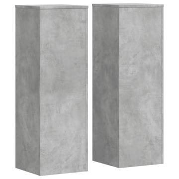  Plant Stands 2 pcs Concrete Grey 33x33x100 cm Engineered Wood