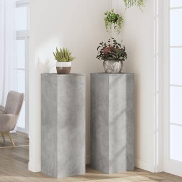  Plant Stands 2 pcs Concrete Grey 33x33x100 cm Engineered Wood