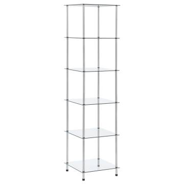 6-Tier Shelf Transparent 40x40x160 cm Tempered Glass