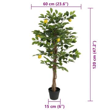  Artificial Lemon Tree with 3 Trunks Green 120 cm PP