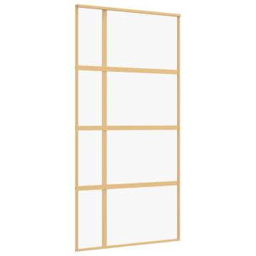 Sliding Door Gold 102.5x205 cm Clear ESG Glass and Aluminium