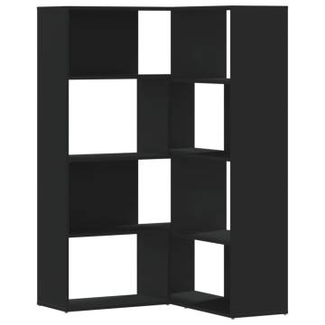  Corner Bookcase 4-Tier Black 85x85x140 cm Engineered Wood