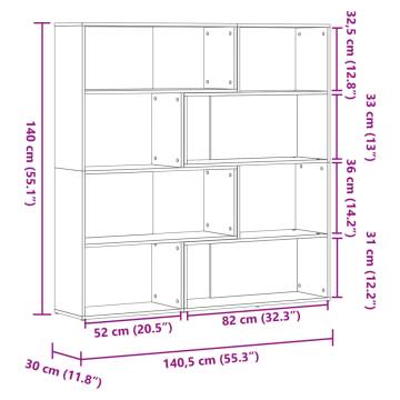  Corner Bookcase 4-Tier Black 85x85x140 cm Engineered Wood