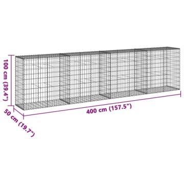  Gabion Basket with Cover 400x50x100 cm Galvanised Iron