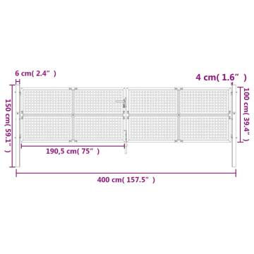  Garden Gate Anthracite 400x150 cm Steel