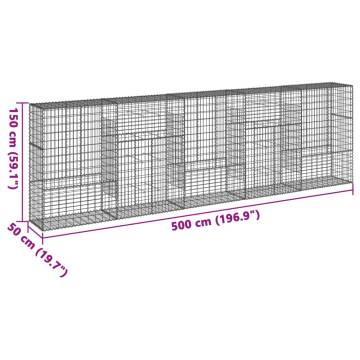  Gabion Basket with Cover 500x50x150 cm Galvanised Iron