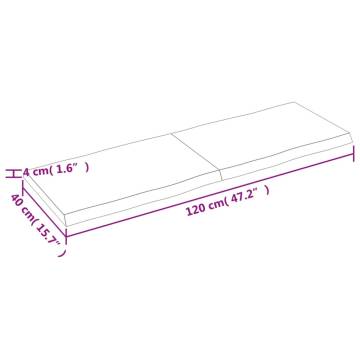 Table Top 120x40x(2-4) cm Untreated Solid Wood Live Edge