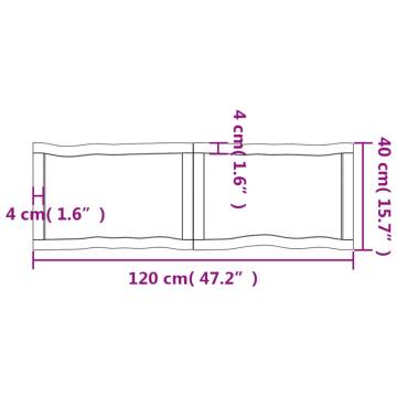 Table Top 120x40x(2-4) cm Untreated Solid Wood Live Edge